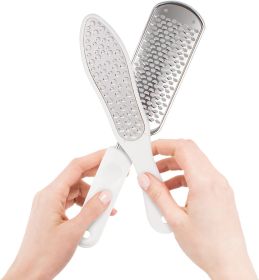 White Foot Rasp & Double Sided Callus Remover, Set of Stainless Steel 2 Sided Foot File and Additional Corns Scraper