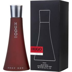 HUGO DEEP RED by Hugo Boss (Scent: Pear, Mandarin Orange, Blood Orange, Black Currant, Clementine, Ginger Flower, Hibiscus Seed, Ginger, Freesia, Tuberose, Vanilla, Musk, California Cedar, Sandalwood, Option: WOMEN, size: 3 OZ)