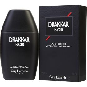 DRAKKAR NOIR by Guy Laroche (Scent: Lemon Verbena, Basil, Mint, Lemon, Lavender, Artemisia, Bergamot, Rosemary, Jasmine, Juniper, Wormwood, Cinnamon, Angelica, Carnation, Coriander, Patchouli, Resins, Amber, Pine Tree Needles, Cedar, Fir, Sandalwood, Vetiver, Oakmoss, Leather, Option: MEN, size: 6.7 OZ)