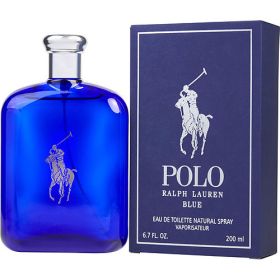 POLO BLUE by Ralph Lauren (Scent: melon, mandarin orange, woodsy notes, suede, musk, Option: MEN, size: 6.7 OZ)