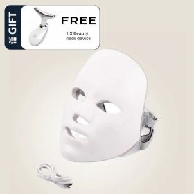 Skin Care Led Mask 7 Colours LED Light Therapy Face Beauty Deviteces Skin Rejuvenation Home Face Lifting Whining Beauty Device with Free Gift (Quantity: 2, Color: White)